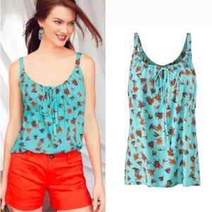 Cabi Palm print tassel tank